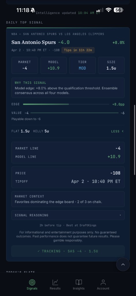 Signal detail screen